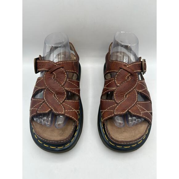Dr. Martens VTG Y2K 90s Brown Leather Chunky Fisherman Sandals Womens US 9 - Picture 3 of 10